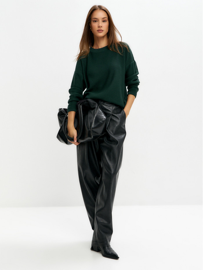 Джемпер из эко-хлопка цвет темно-зеленый ВТД-78