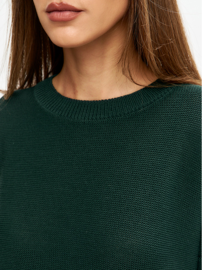 Джемпер из эко-хлопка цвет темно-зеленый ВТД-78
