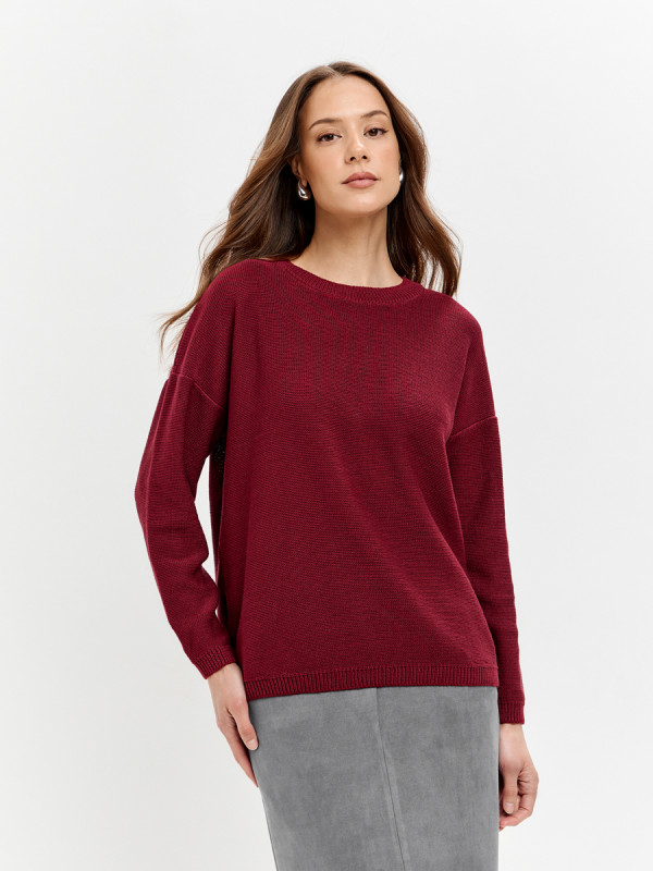 Джемпер из эко-хлопка цвет винный ВТД-78