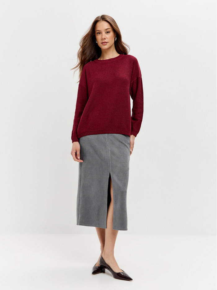 Джемпер из эко-хлопка цвет винный ВТД-78