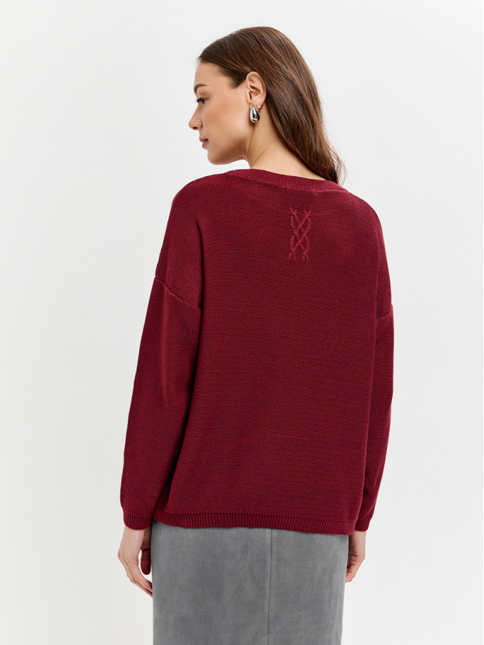 Джемпер из эко-хлопка цвет винный ВТД-78