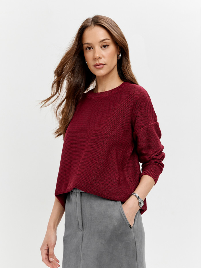 Джемпер из эко-хлопка цвет винный ВТД-78