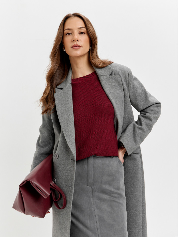 Джемпер из эко-хлопка цвет винный ВТД-78