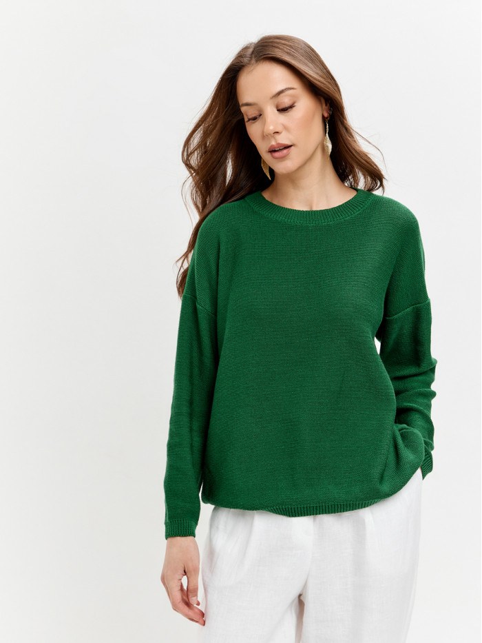 Джемпер из эко-хлопка цвет зеленый ВТД-78