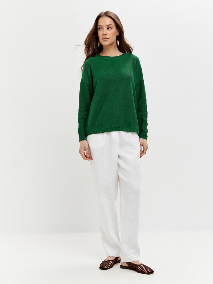 Джемпер из эко-хлопка цвет зеленый ВТД-78