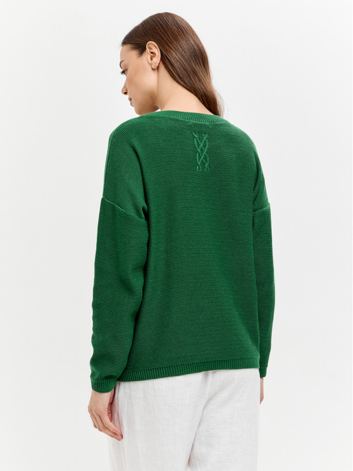 Джемпер из эко-хлопка цвет зеленый ВТД-78