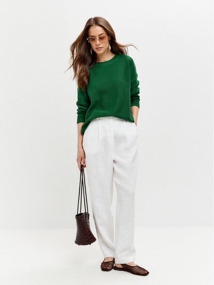 Джемпер из эко-хлопка цвет зеленый ВТД-78