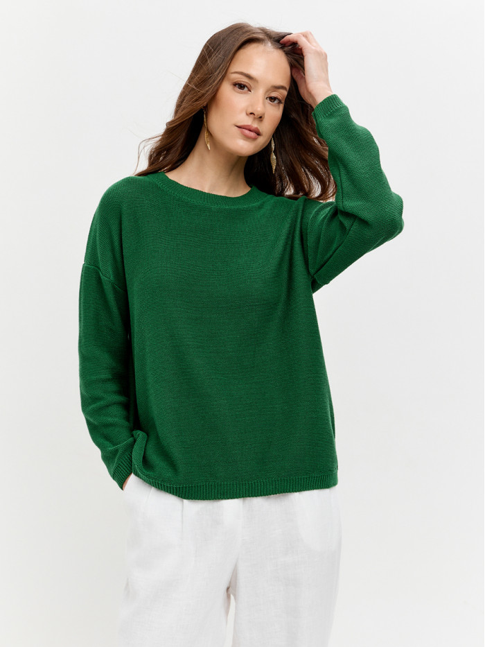 Джемпер из эко-хлопка цвет зеленый ВТД-78