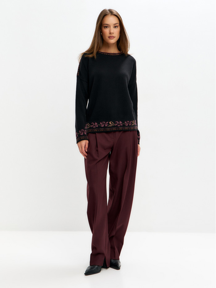 Джемпер с оригинальным рисунком цвет черный ВТД-82