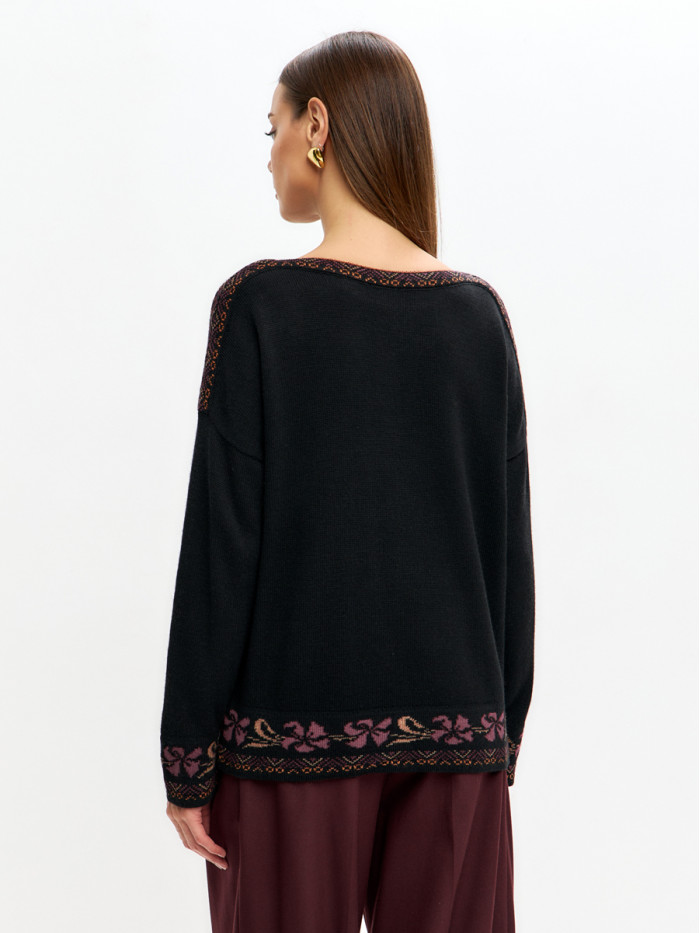 Джемпер с оригинальным рисунком цвет черный ВТД-82