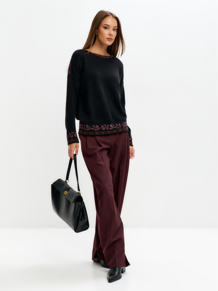 Джемпер с оригинальным рисунком цвет черный ВТД-82