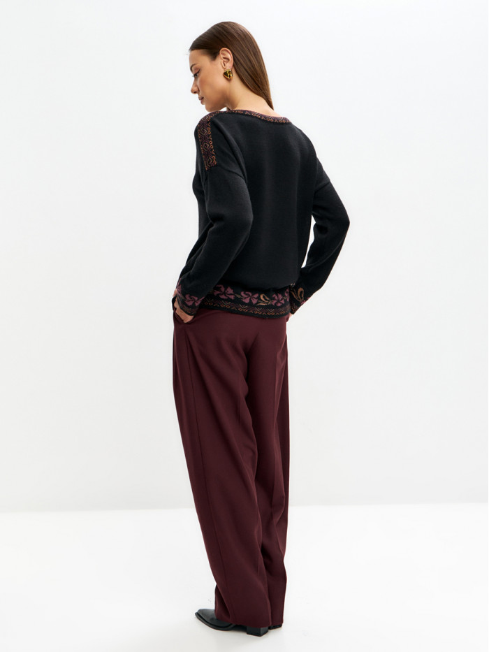 Джемпер с оригинальным рисунком цвет черный ВТД-82