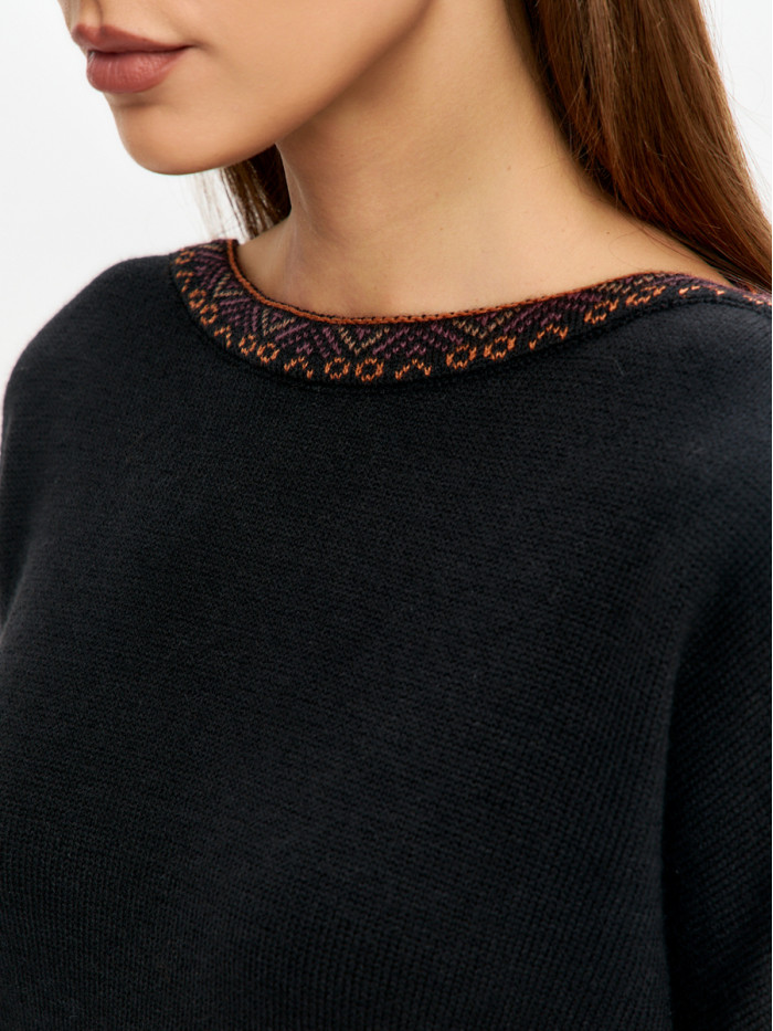 Джемпер с оригинальным рисунком цвет черный ВТД-82