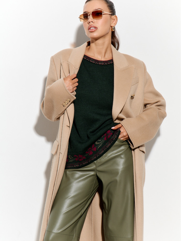 Джемпер с оригинальным рисунком цвет темно-зеленый ВТД-82