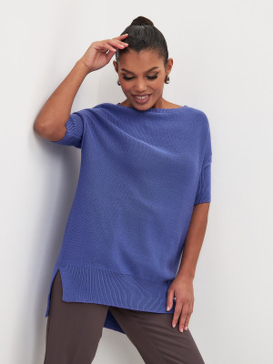 Джемпер легкий с коротким рукавом сине-лилового цвета ВТЛ-02А