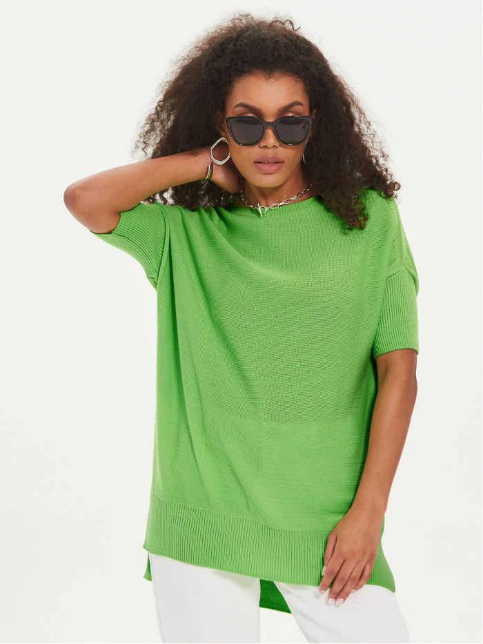 Джемпер легкий с коротким рукавом светло-зеленого цвета ВТЛ-02А