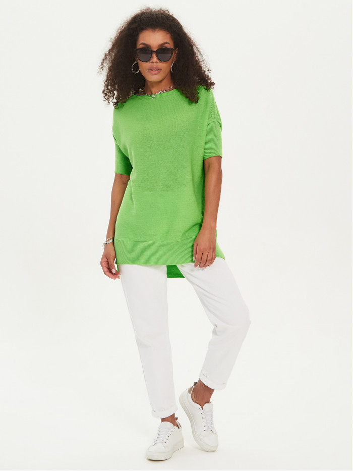 Джемпер легкий с коротким рукавом светло-зеленого цвета ВТЛ-02А