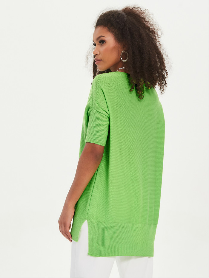 Джемпер легкий с коротким рукавом светло-зеленого цвета ВТЛ-02А