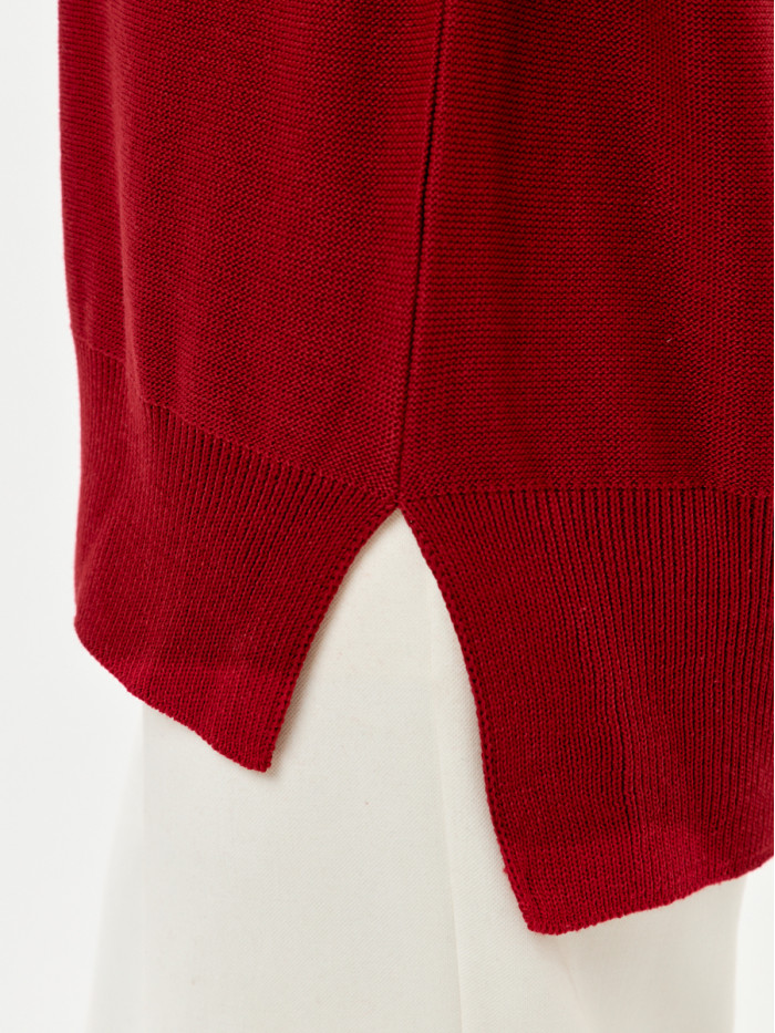 Джемпер легкий с коротким рукавом вишневого цвета ВТЛ-02А