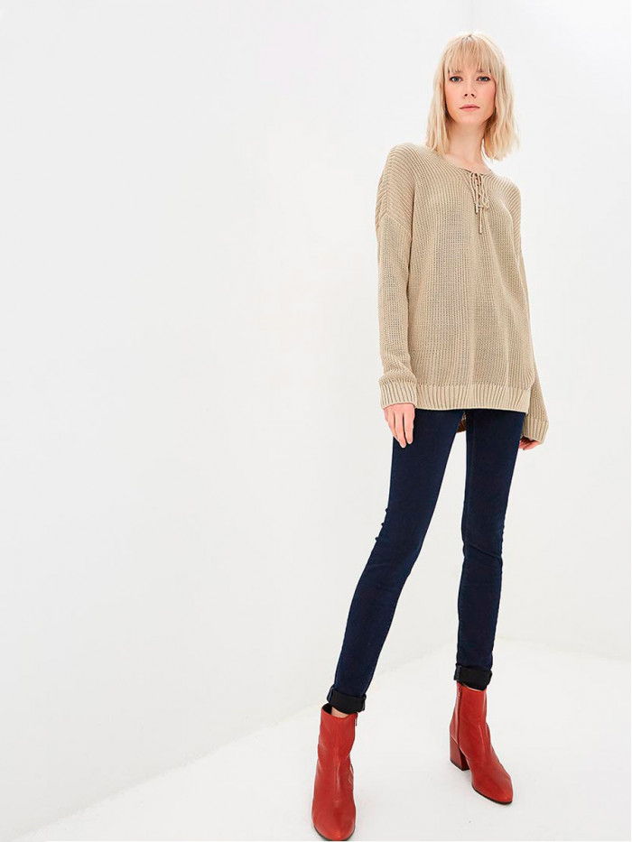 Классический легкий джемпер бежевого цвета ВТЛ-06