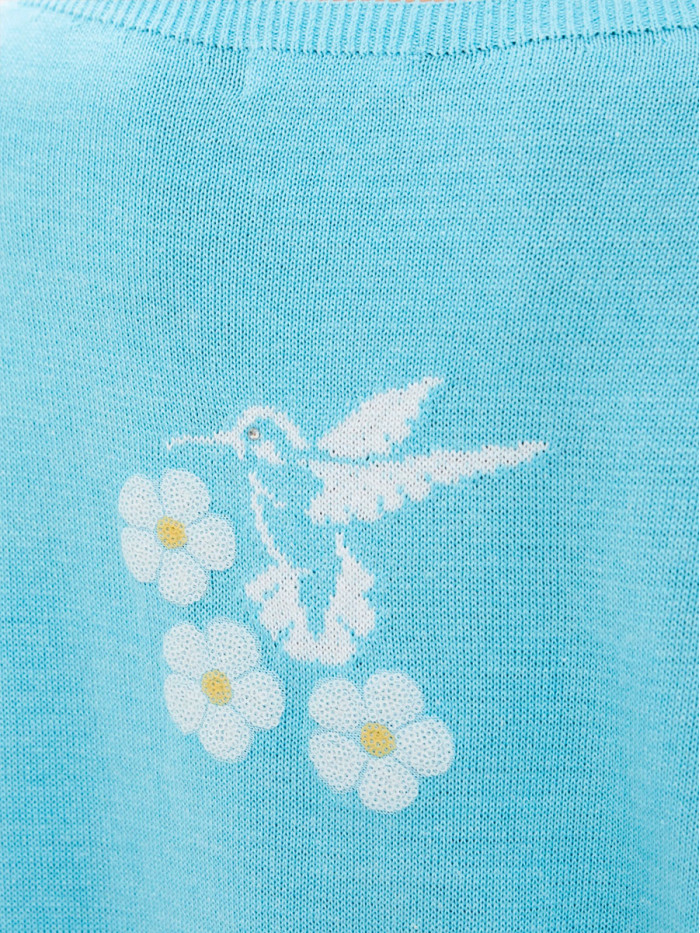 Легкий джемпер с коротким рукавом лазурного цвета ВТЛ-09А