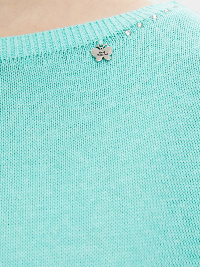 Легкий джемпер с коротким рукавом мятного цвета ВТЛ-09А