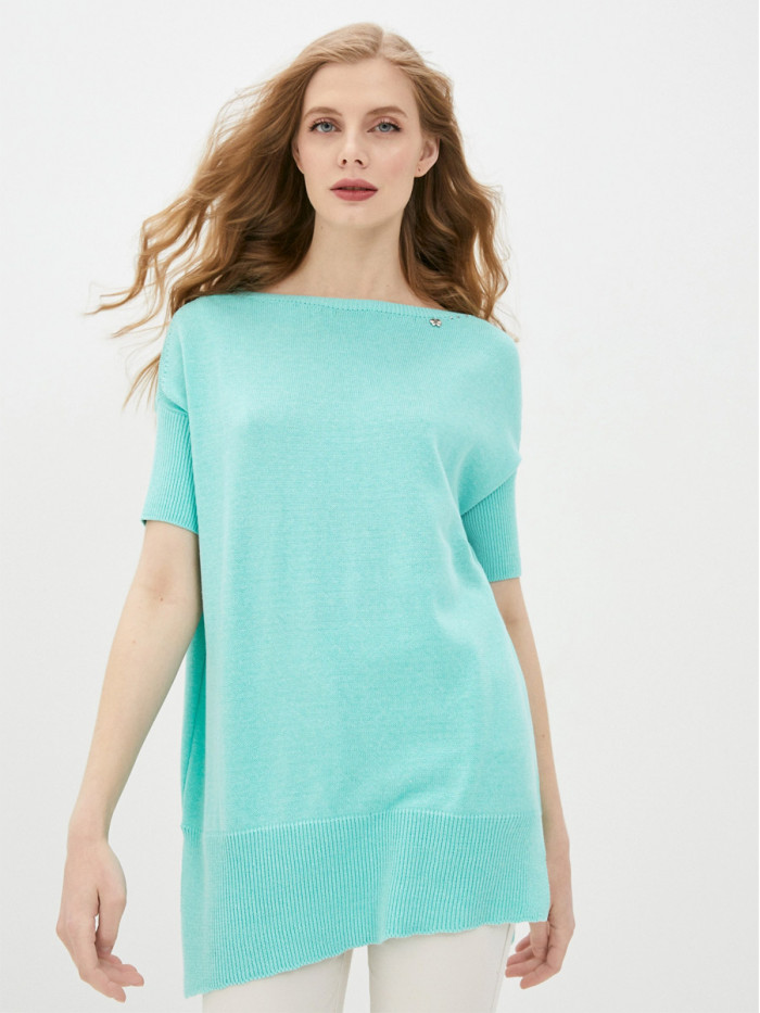 Легкий джемпер с коротким рукавом мятного цвета ВТЛ-09А