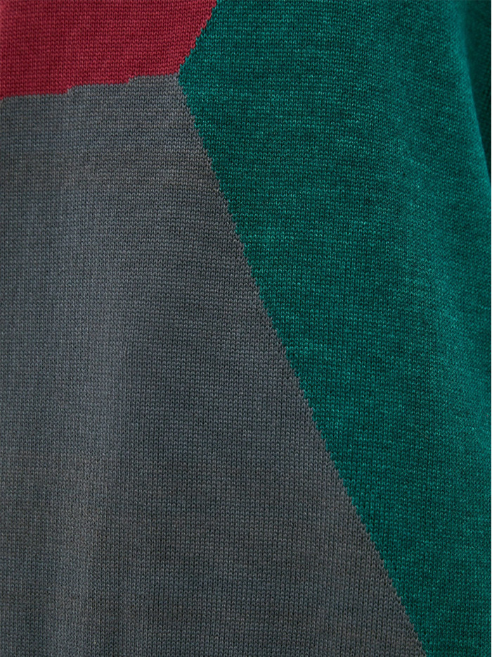Джемпер с коротким рукавом изумрудного-винного-графитового цвета ВТЛ-17