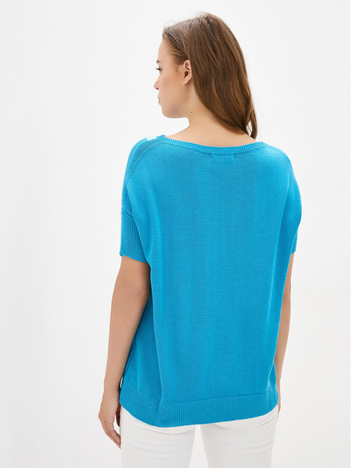 Джемпер с коротким рукавом цвета морская волна-лазурный-сине-зеленый ВТЛ-17