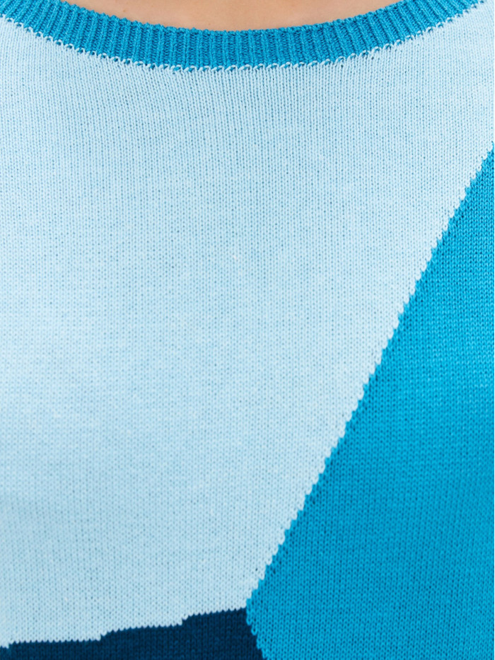 Джемпер с коротким рукавом цвета морская волна-лазурный-сине-зеленый ВТЛ-17