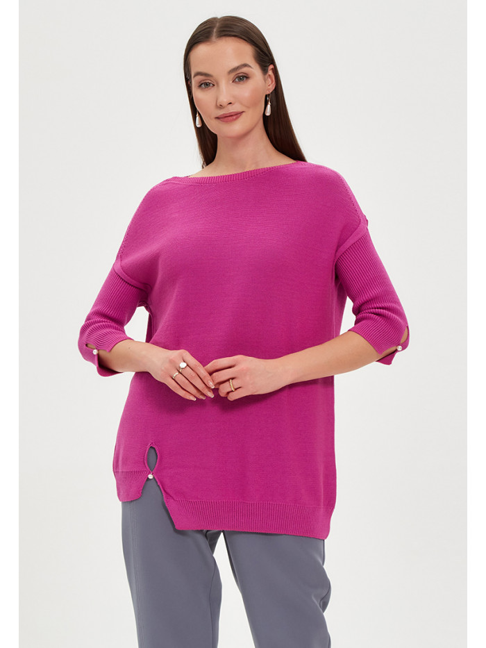 Удлиненная туника ассиметричного кроя фуксия ВТЛ-20