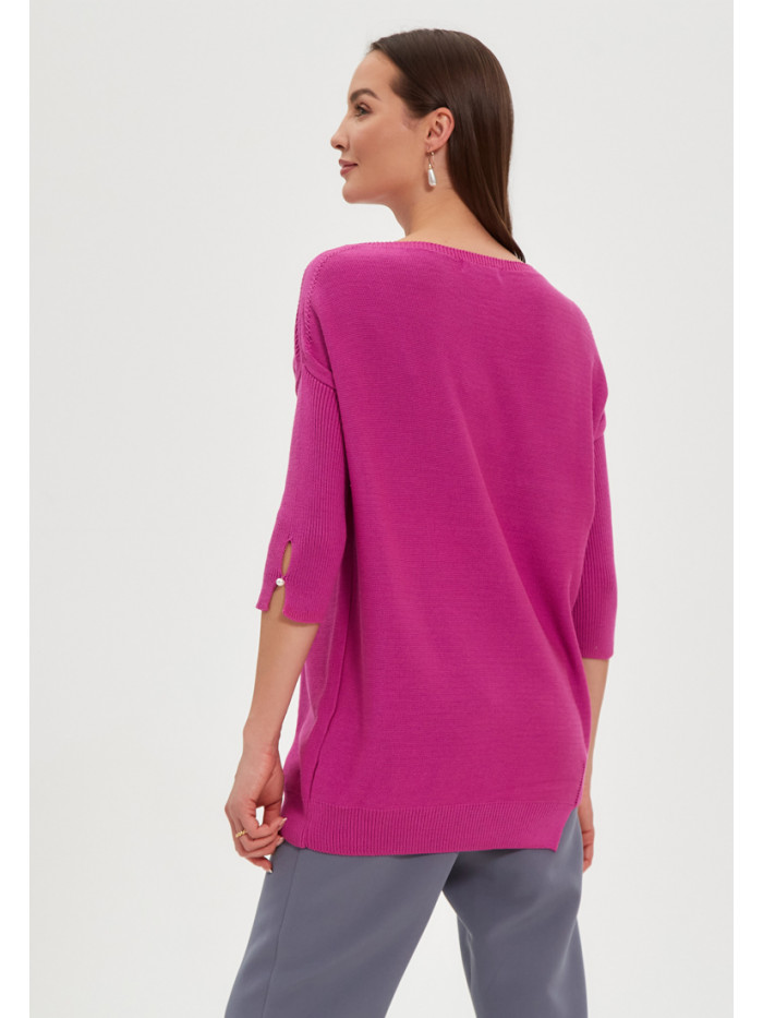 Удлиненная туника ассиметричного кроя фуксия ВТЛ-20