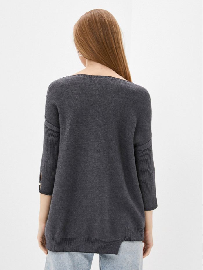 Удлиненная туника ассиметричного кроя маренго ВТЛ-20