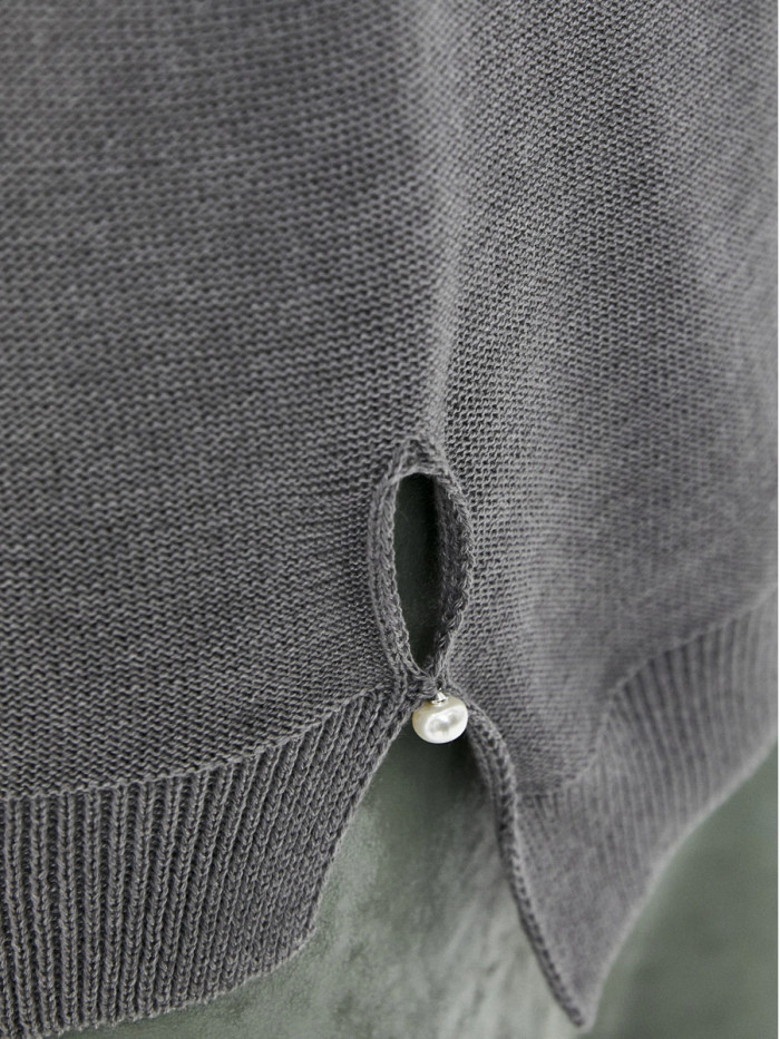 Удлиненная туника ассиметричного кроя серого цвета ВТЛ-20