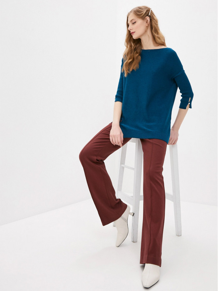 Удлиненная туника ассиметричного кроя сине-зеленого цвета ВТЛ-20