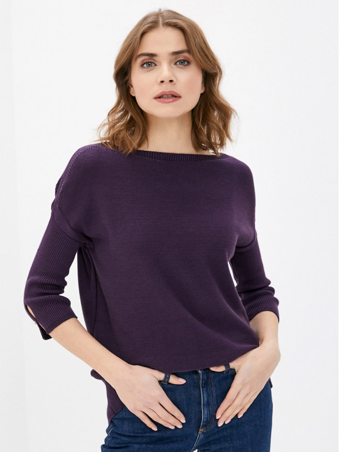 Легкий джемпер с коротким рукавом фиолетового цвета ВТЛ-21