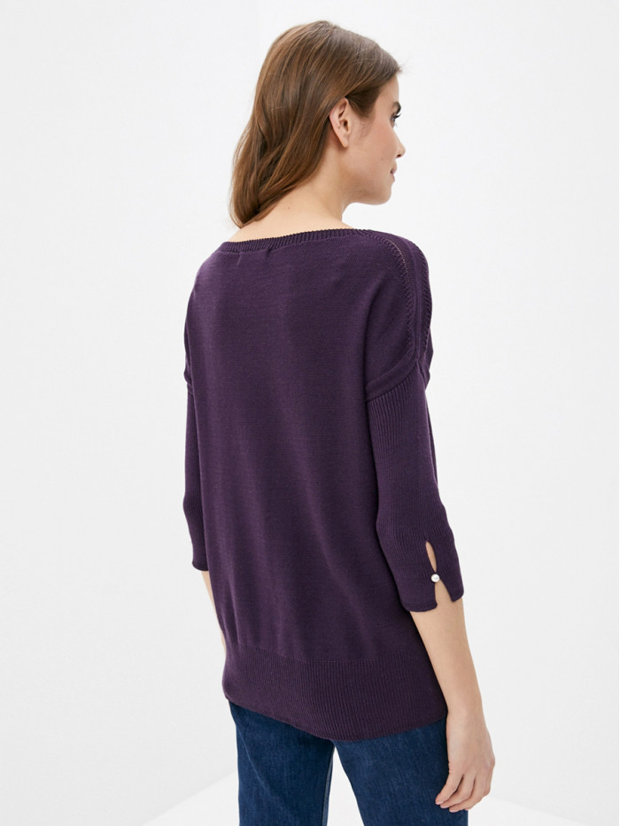 Легкий джемпер с коротким рукавом фиолетового цвета ВТЛ-21