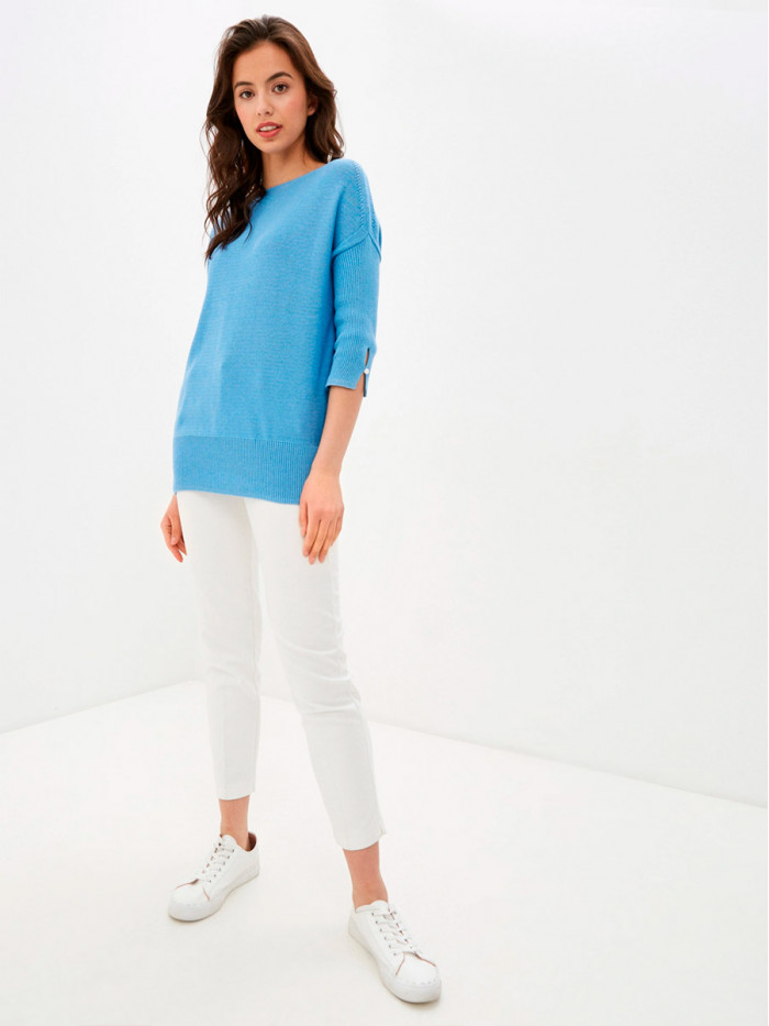 Легкий джемпер с коротким рукавом голубого цвета ВТЛ-21