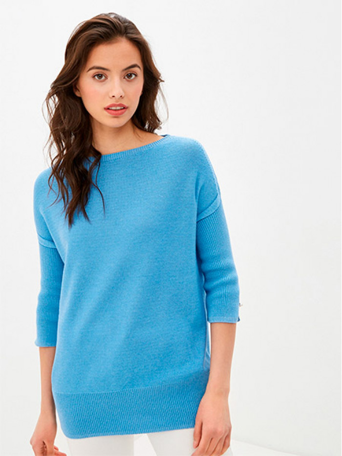 Легкий джемпер с коротким рукавом голубого цвета ВТЛ-21