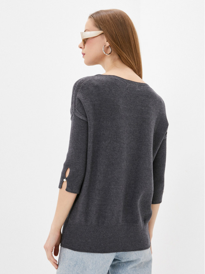 Легкий джемпер с коротким рукавом маренго цвета ВТЛ-21