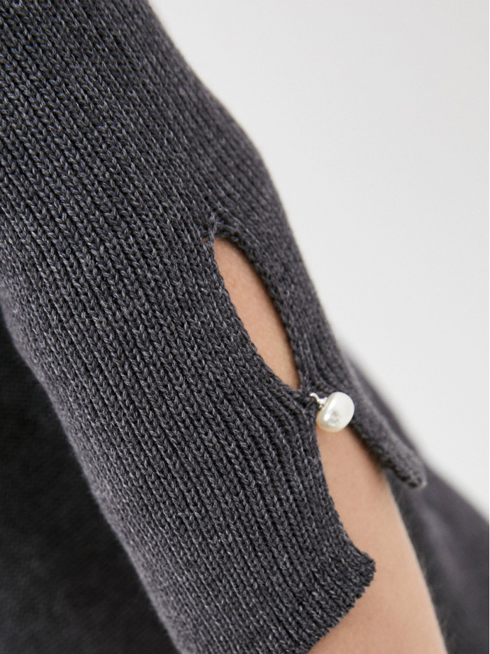 Легкий джемпер с коротким рукавом маренго цвета ВТЛ-21