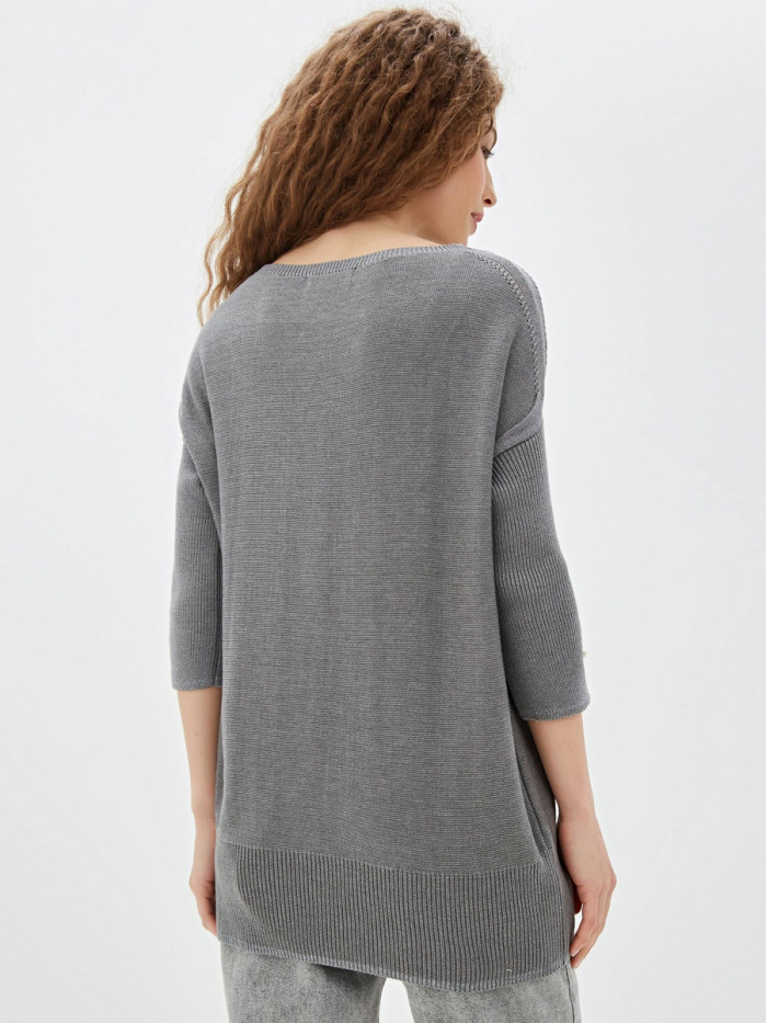 Легкий джемпер с коротким рукавом серого цвета ВТЛ-21