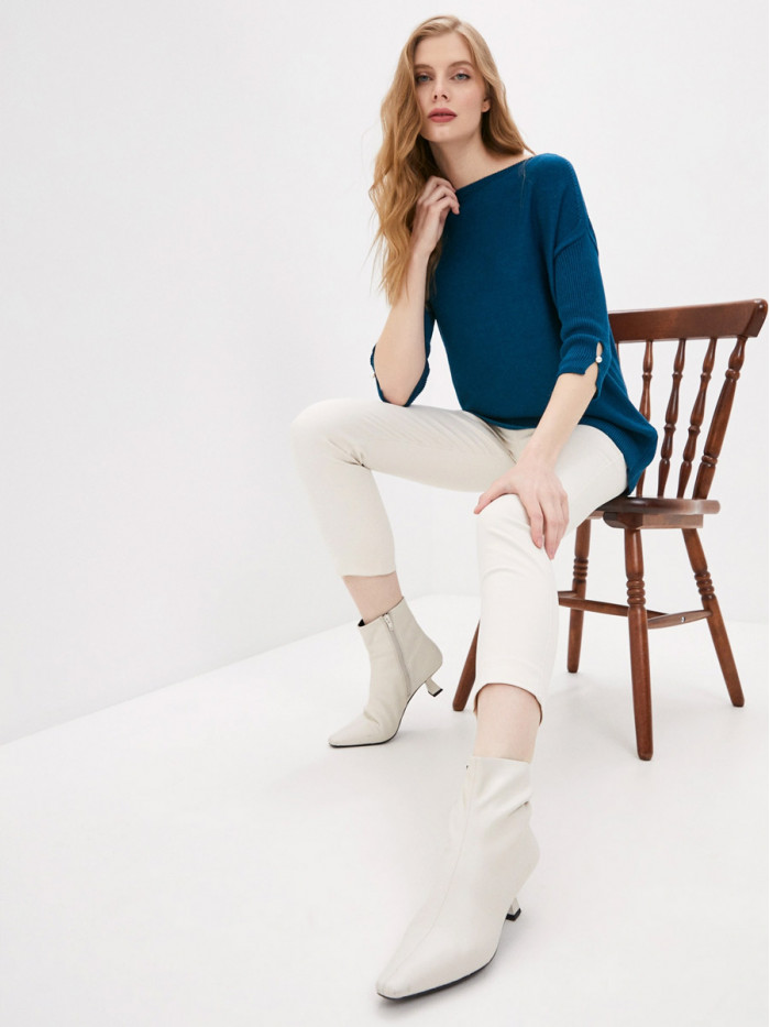 Легкий джемпер с коротким рукавом сине-зеленого цвета ВТЛ-21