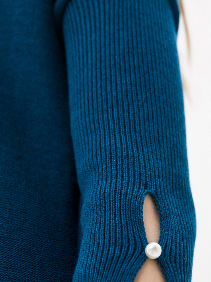 Легкий джемпер с коротким рукавом сине-зеленого цвета ВТЛ-21