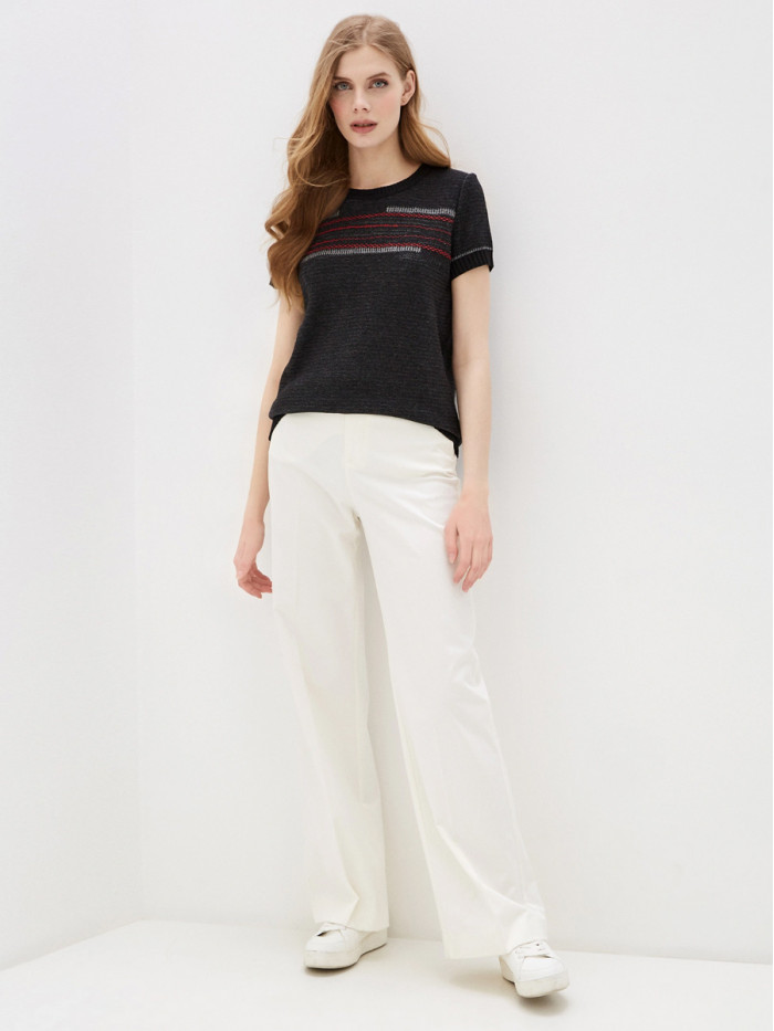 Легкий летний джемпер с коротким рукавом черный-серый-темно-красный ВТЛ-22