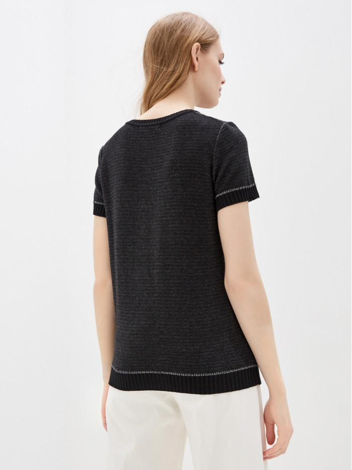 Легкий летний джемпер с коротким рукавом черный-серый-темно-красный ВТЛ-22