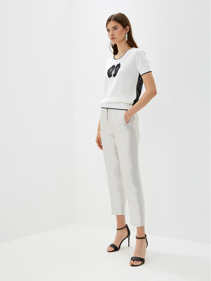 Футболка женская с принтом белого и черного цвета ВТЛ-23