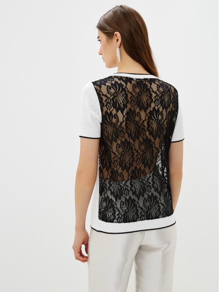 Футболка женская с принтом белого и черного цвета ВТЛ-23