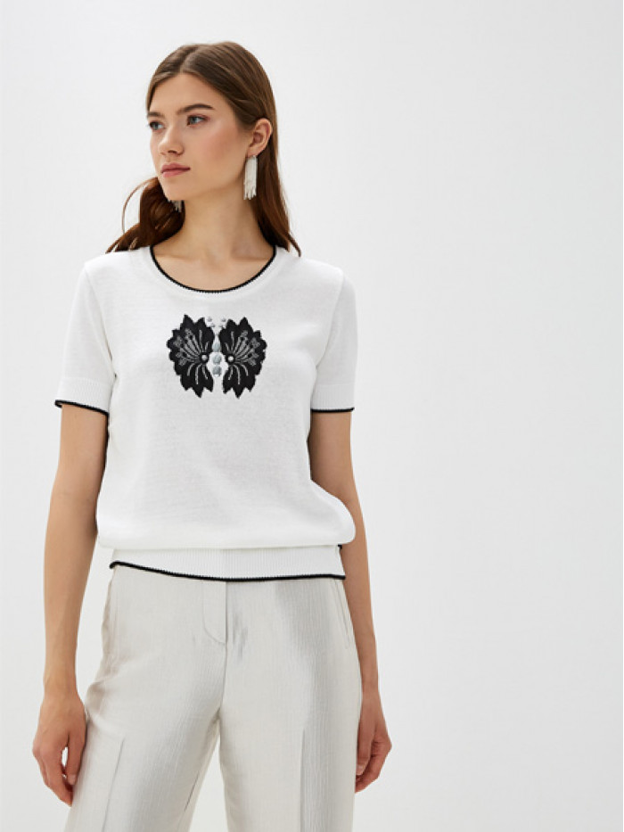 Футболка женская с принтом белого и черного цвета ВТЛ-23