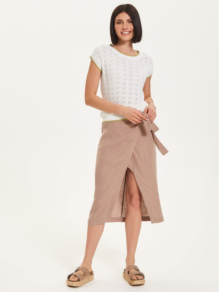 Яркий оригинальный джемпер белого и оливкового цвета ВТЛ-27